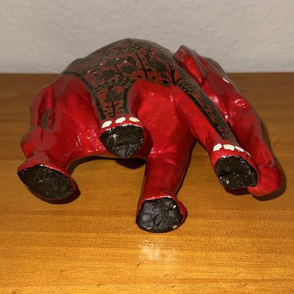 Vintage Indian Folk Art Hand Made Paper Mache Hand Painted Elephant India 5” - Picture 5 of 7